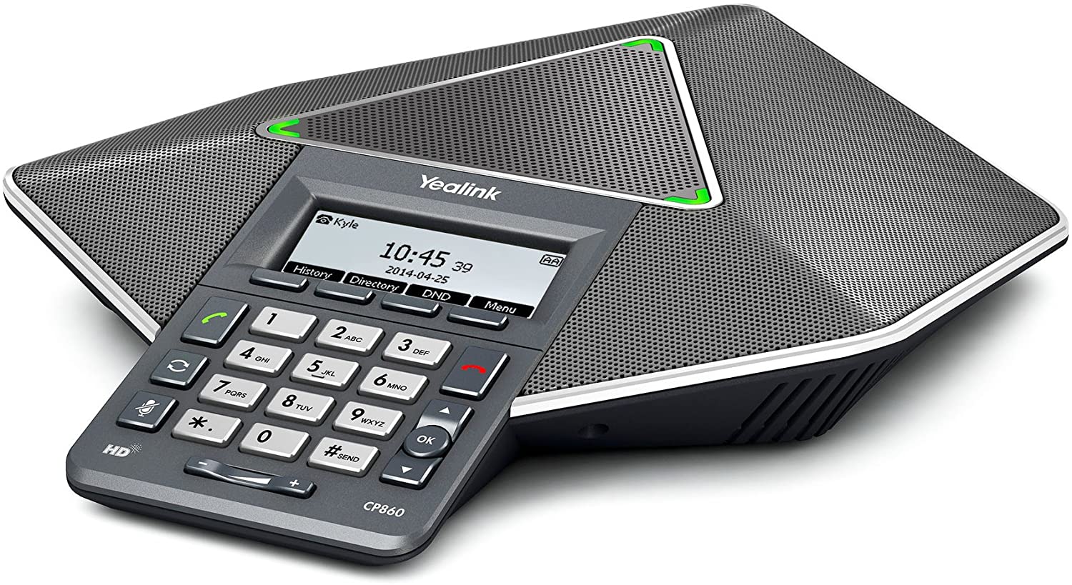 Equipamento de áudio profissional para reuniões, com microfones de alta captação e design moderno para conferências eficientes.