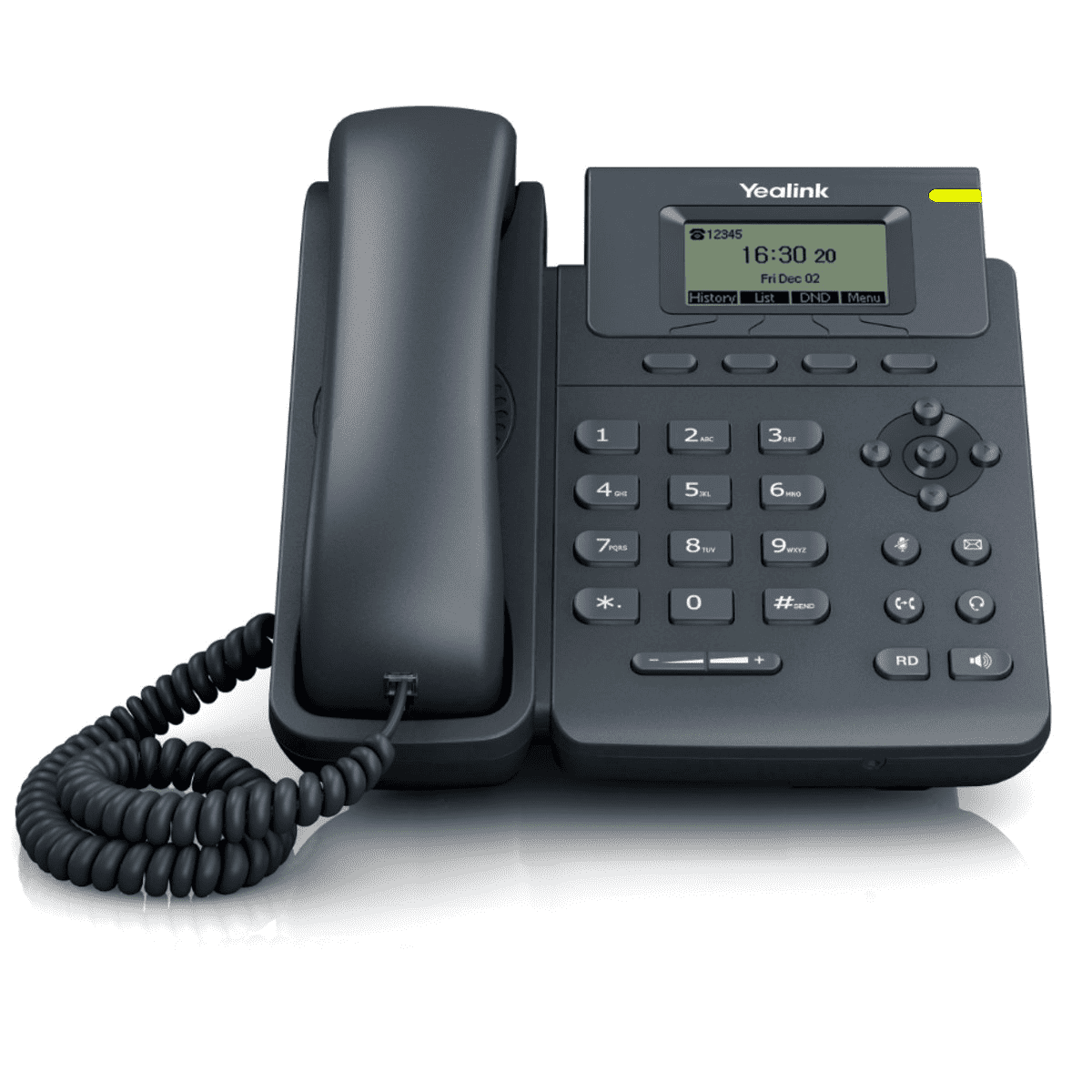 Um modelo simples e robusto para uso empresarial, com visor LCD, teclas programáveis e áudio de alta definição.